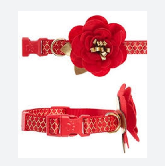 Other - 🐾3/$25 Red and Gold felt flower dog collar